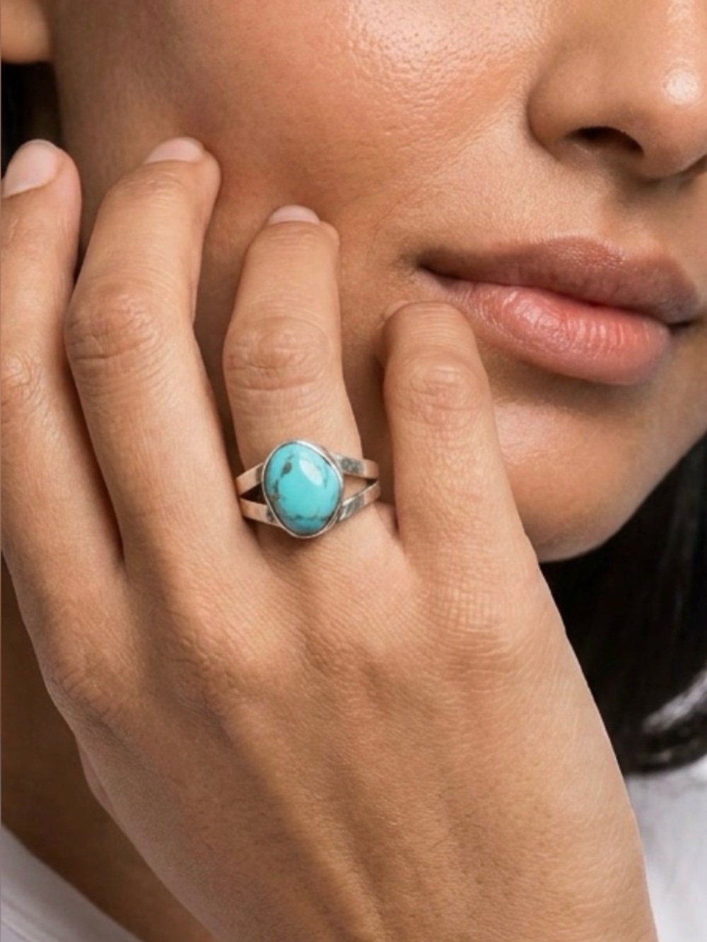 Vintage Native American sterling silver turquoise ring Artisan Size 6